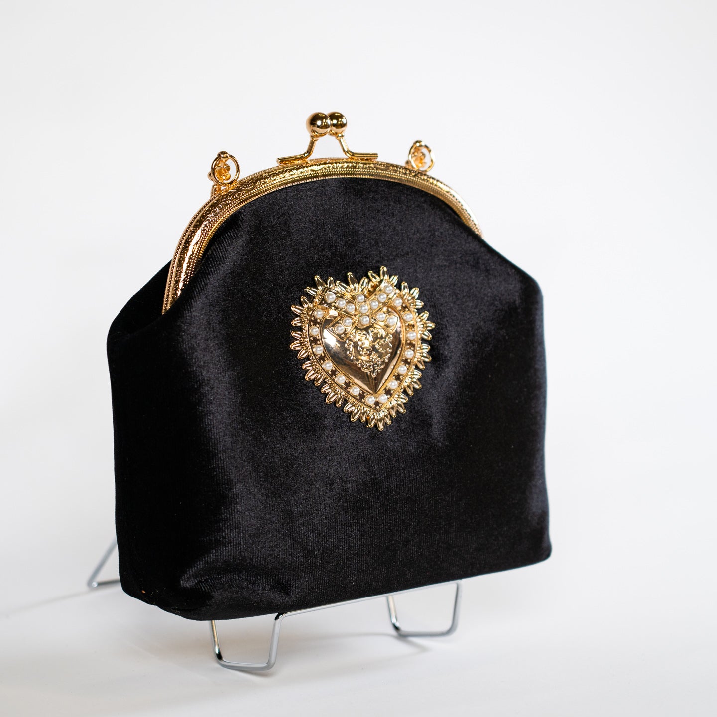 Vintage Velvet Handbag - Black