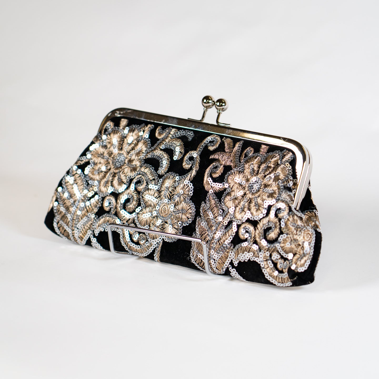Delicate Embroidered Handbag - Black