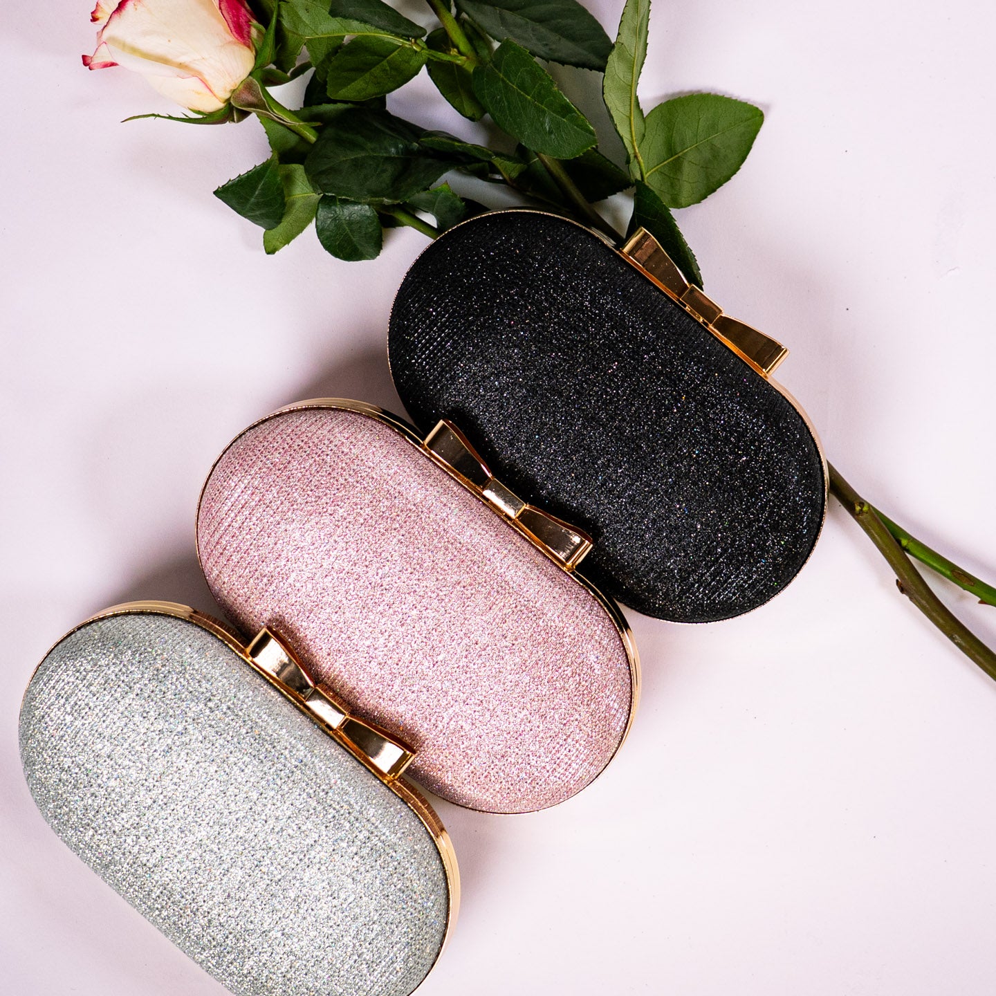 Shimmering Metallic Clutch - Pink