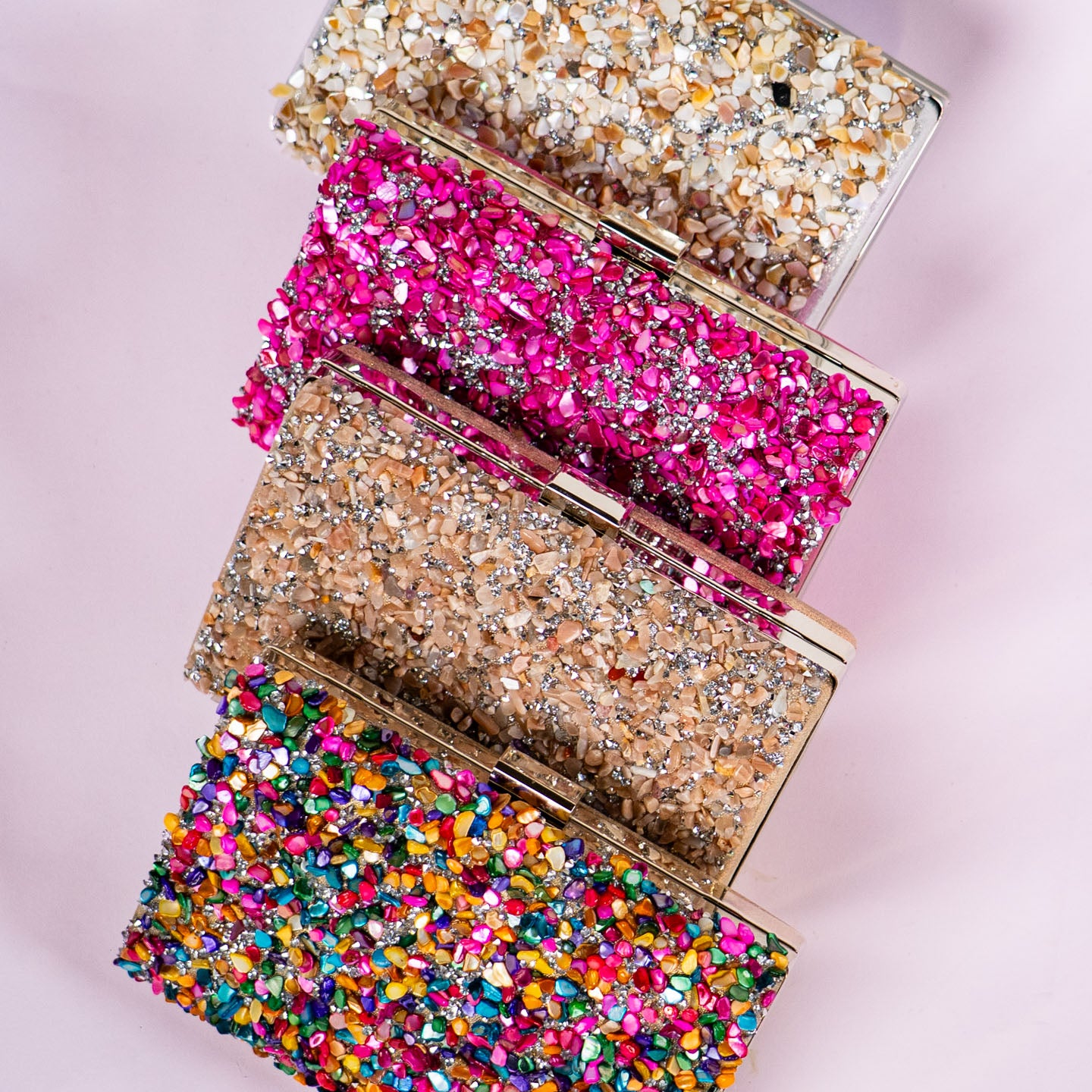 Mosaic Stone Handbag - Champagne