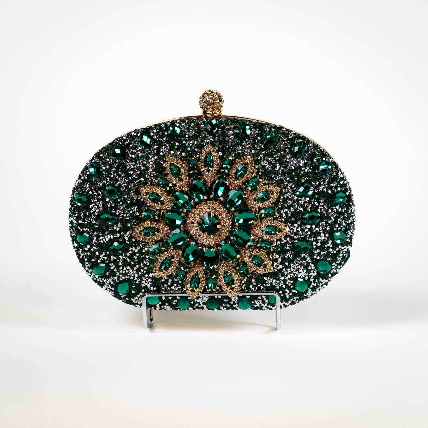 Crystal Floral Clutch - Green