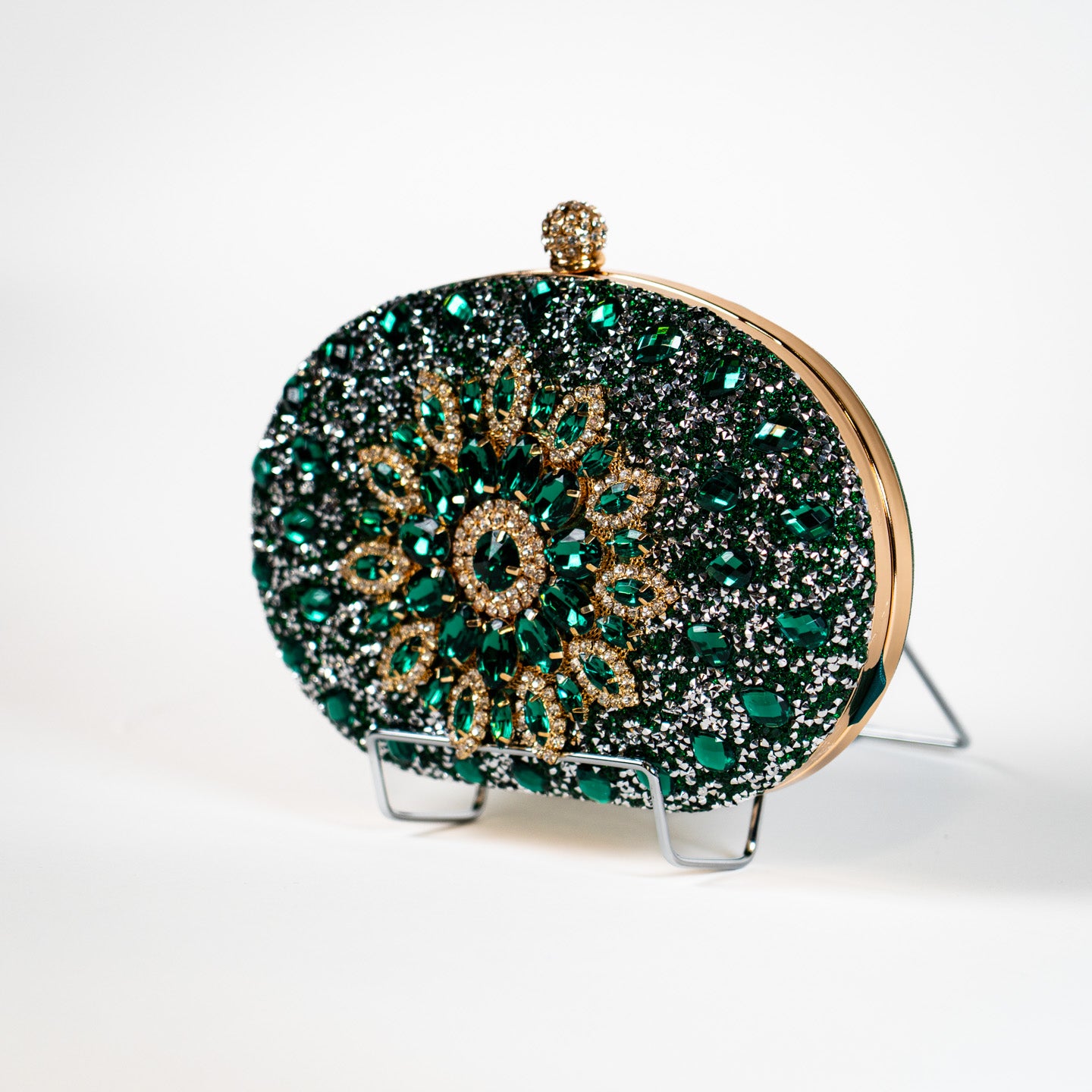 Crystal Floral Clutch - Green