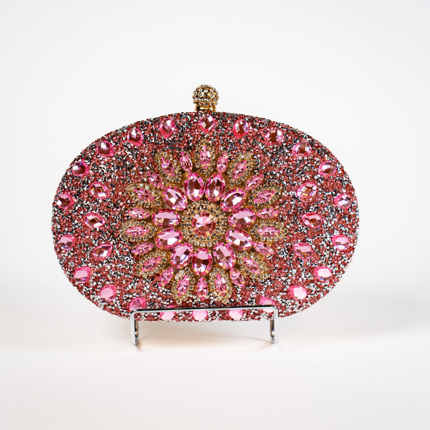 Crystal Floral Clutch - Light Pink