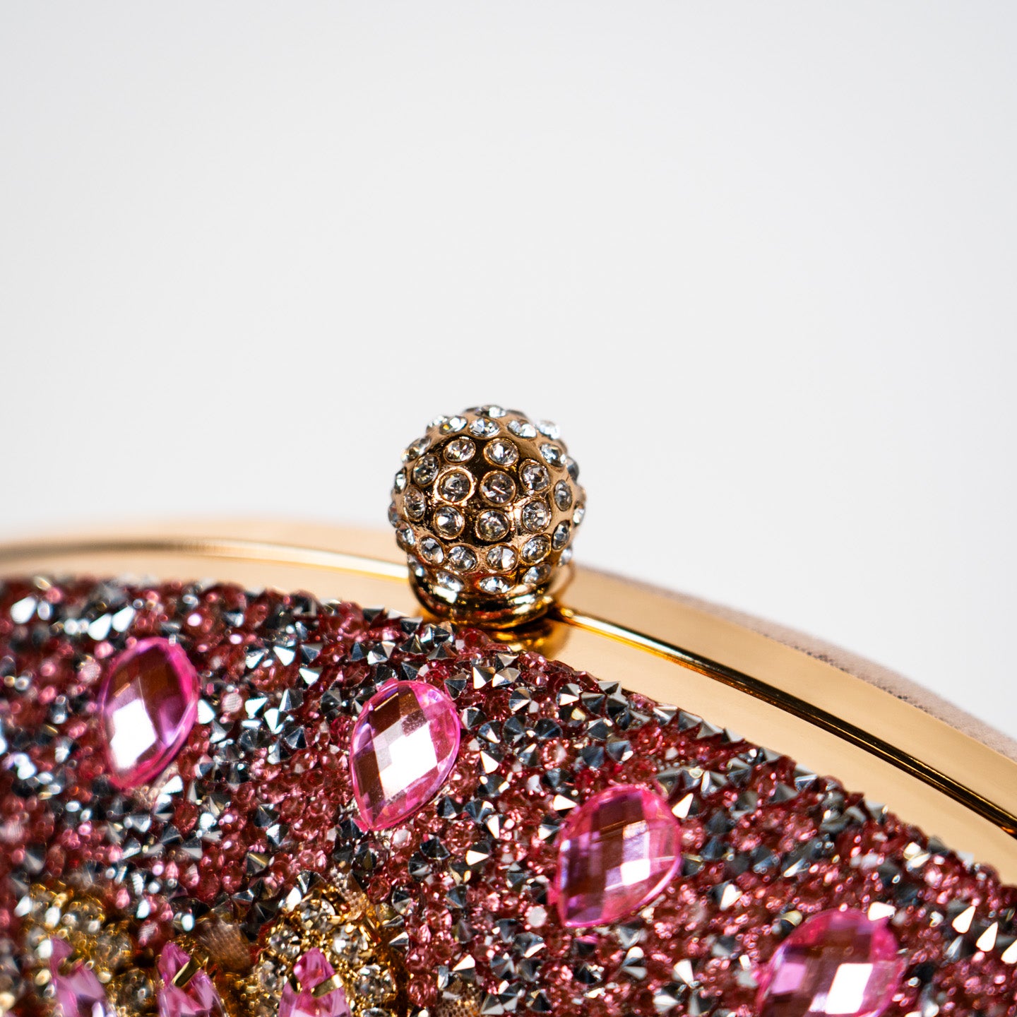 Crystal Floral Clutch - Light Pink