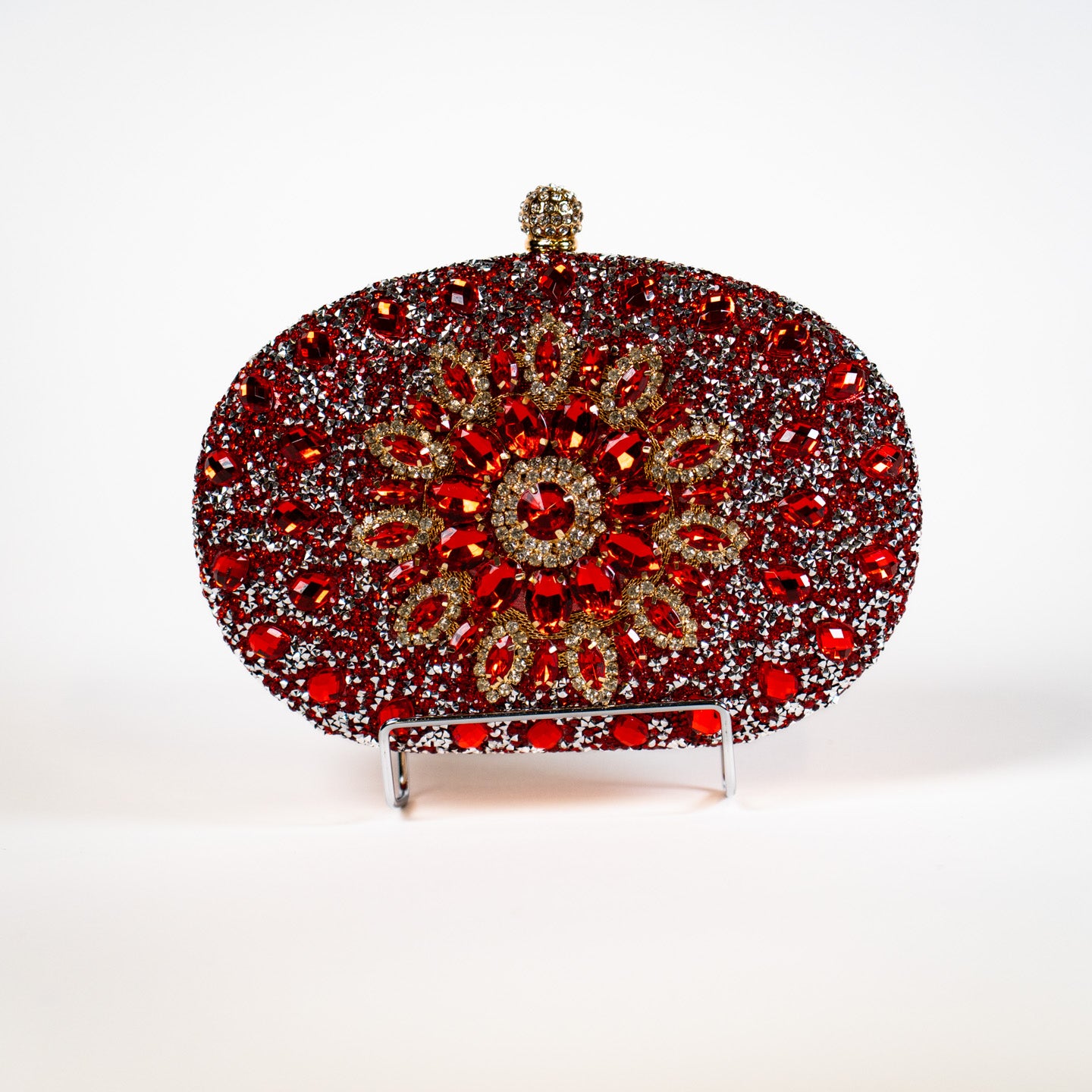 Crystal Floral Clutch - Red