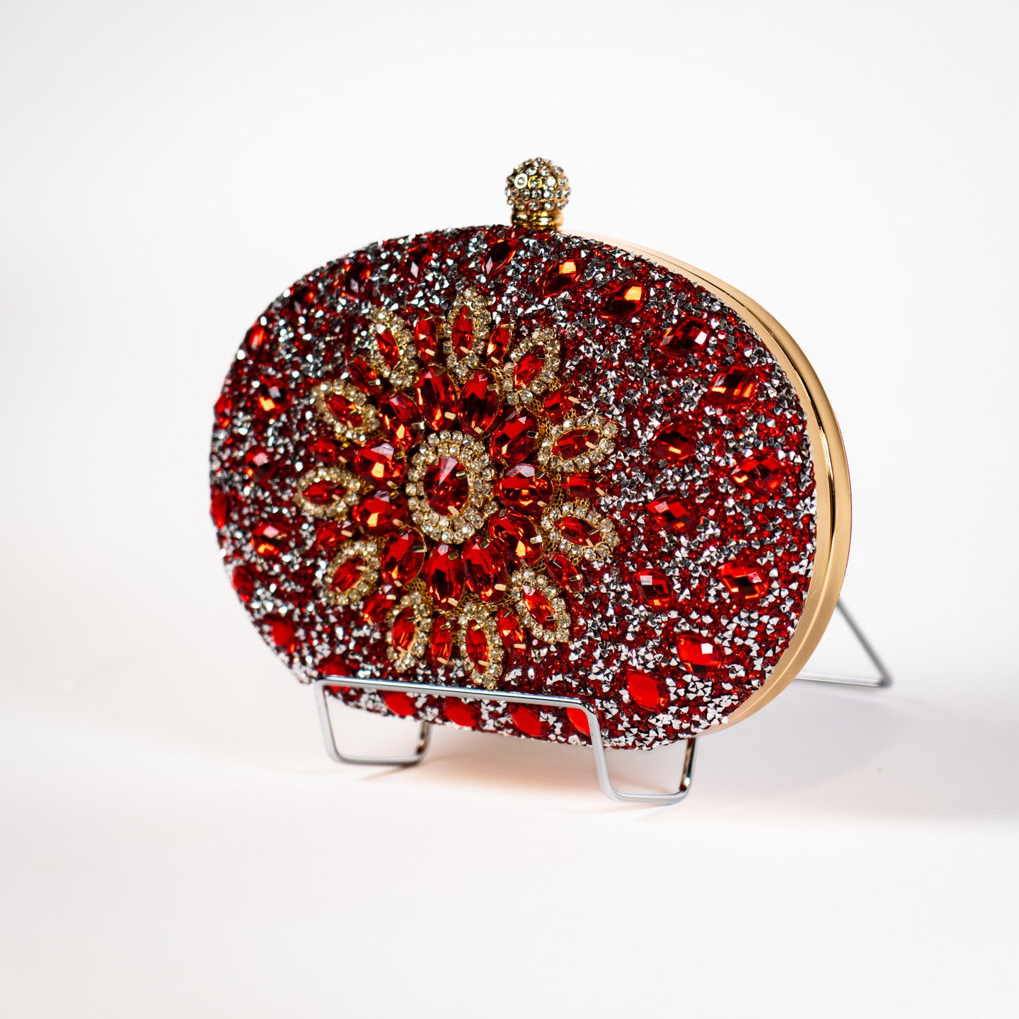 Crystal Floral Clutch - Red