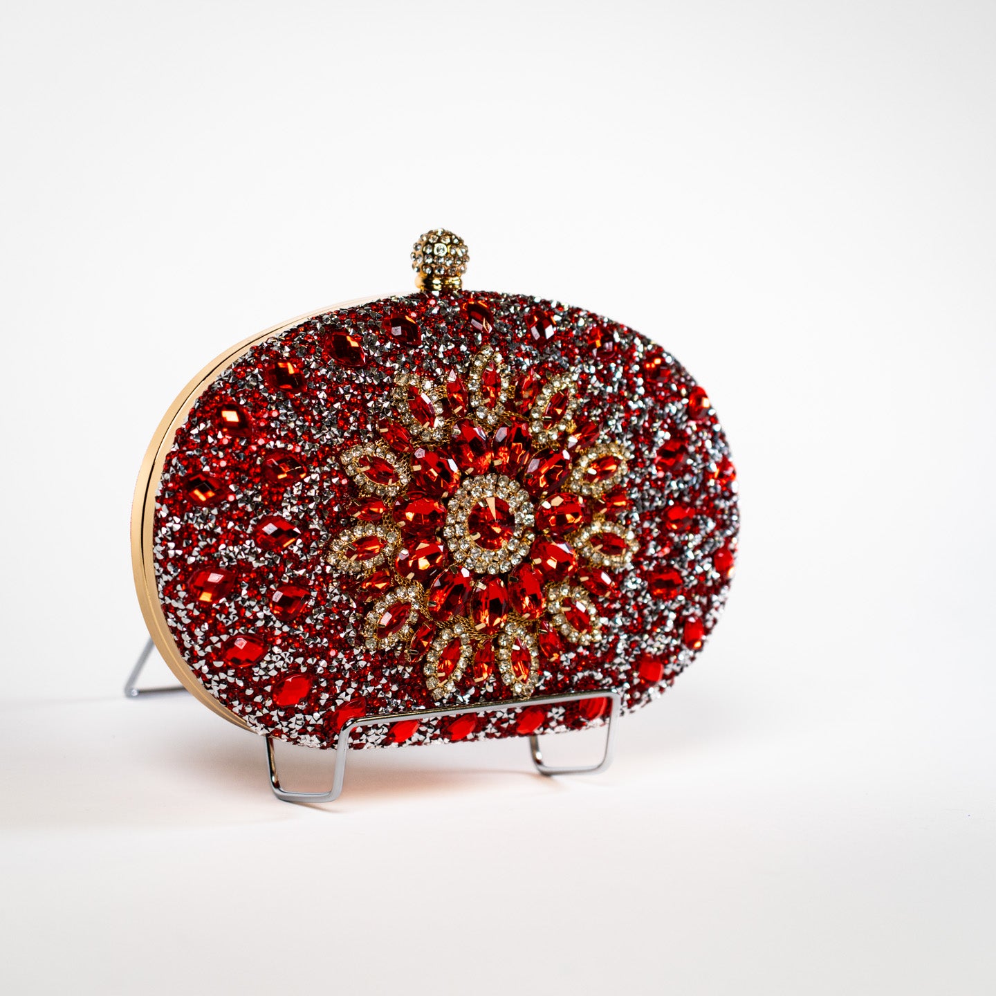 Crystal Floral Clutch - Red