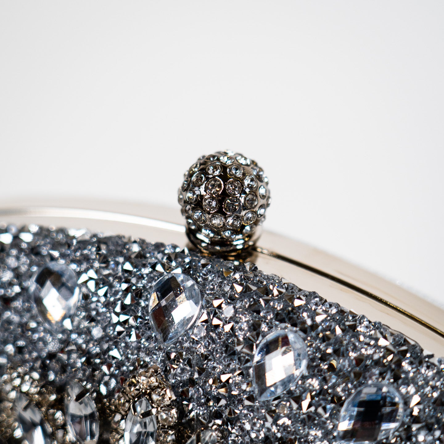 Crystal Floral Clutch - Silver