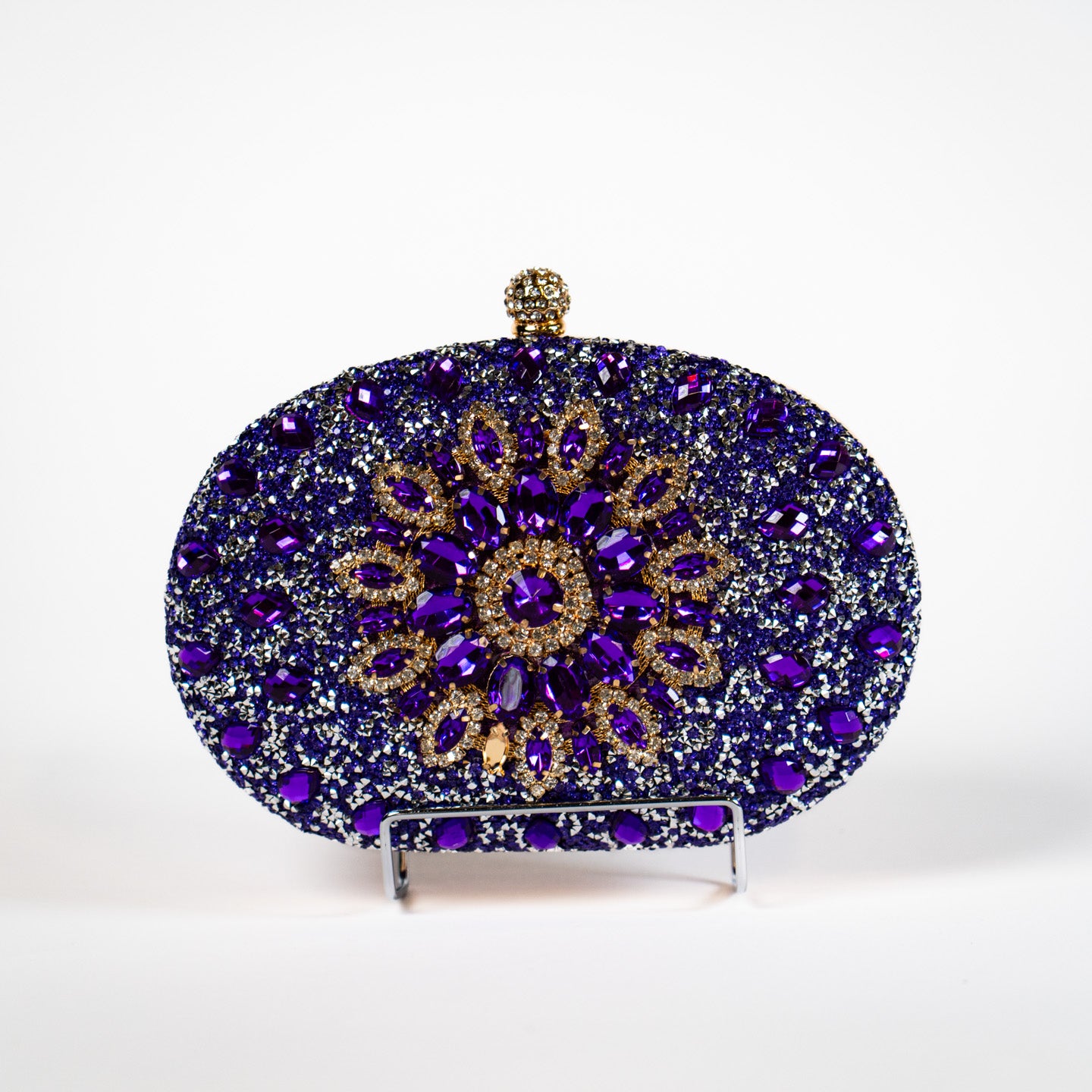 Crystal Floral Clutch - Purple