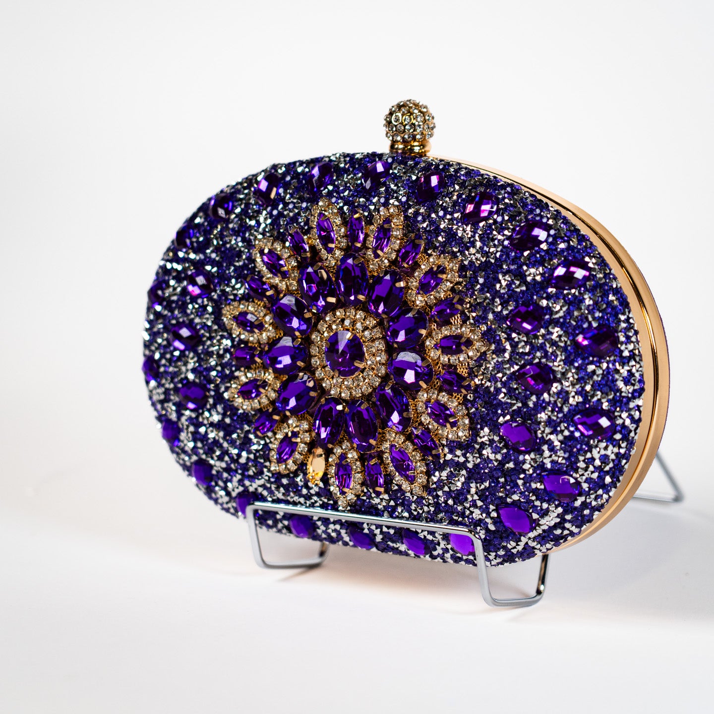 Crystal Floral Clutch - Purple