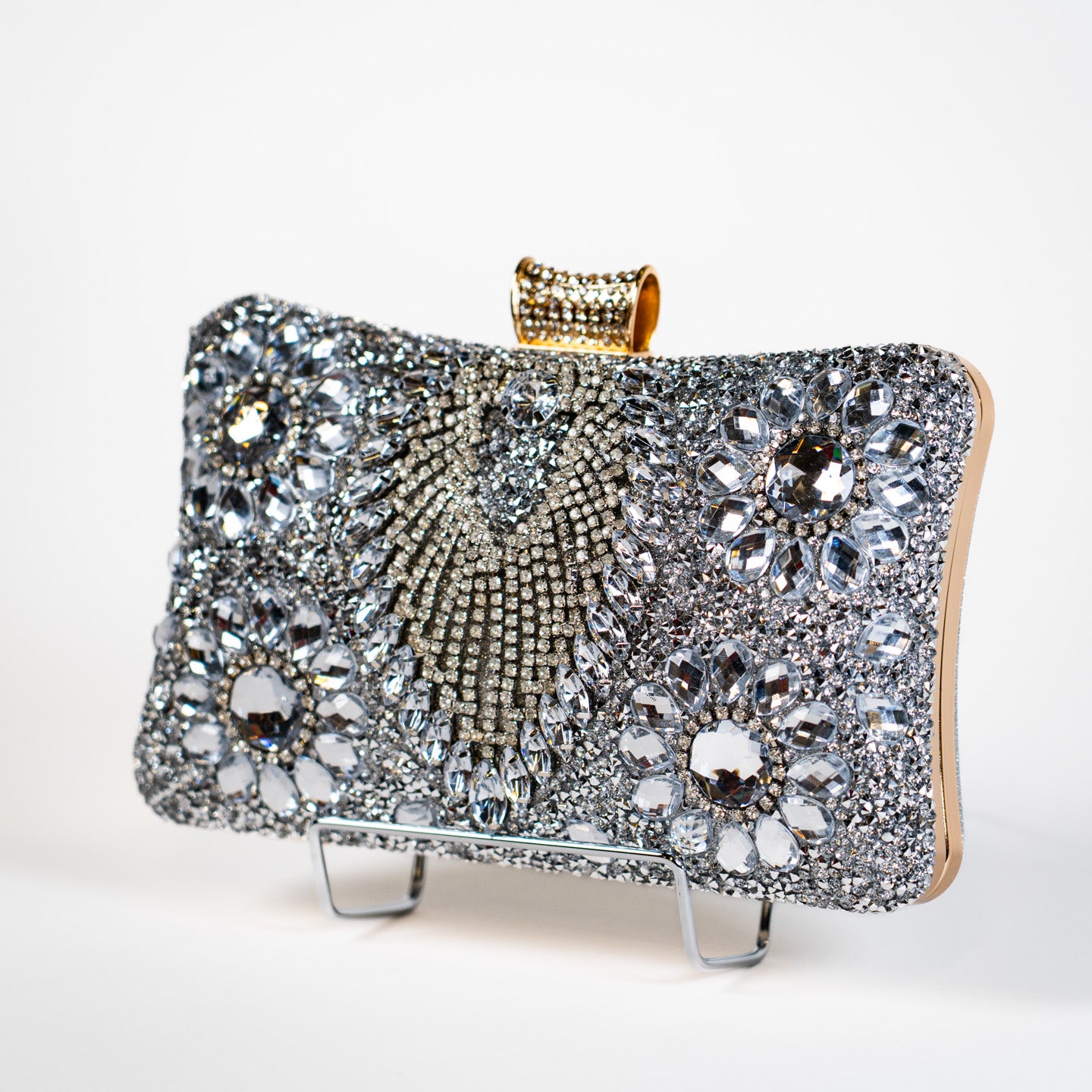 Crystal Peacock Purse - Silver