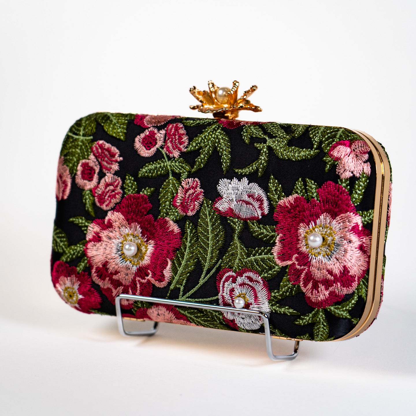 Garden Orchid Purse - Red/Black