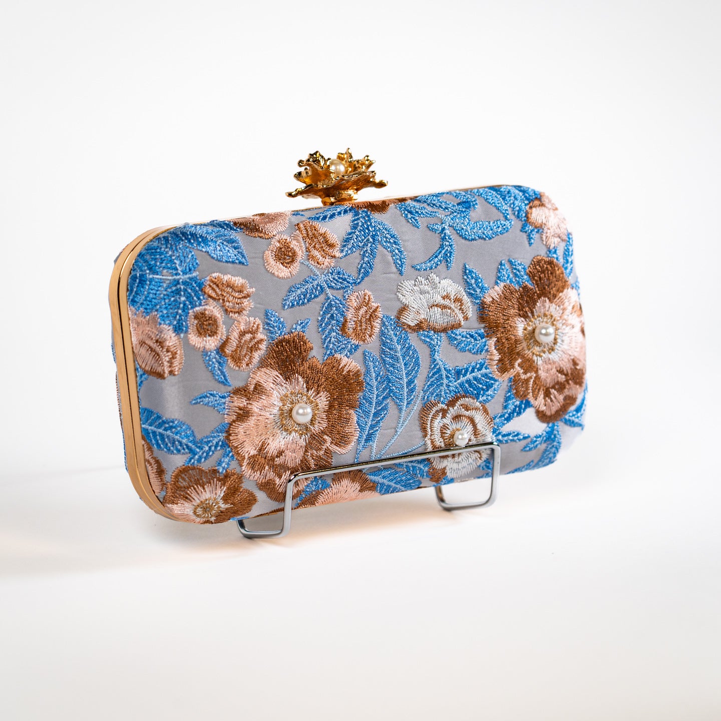 Garden Orchid Purse - Light Blue