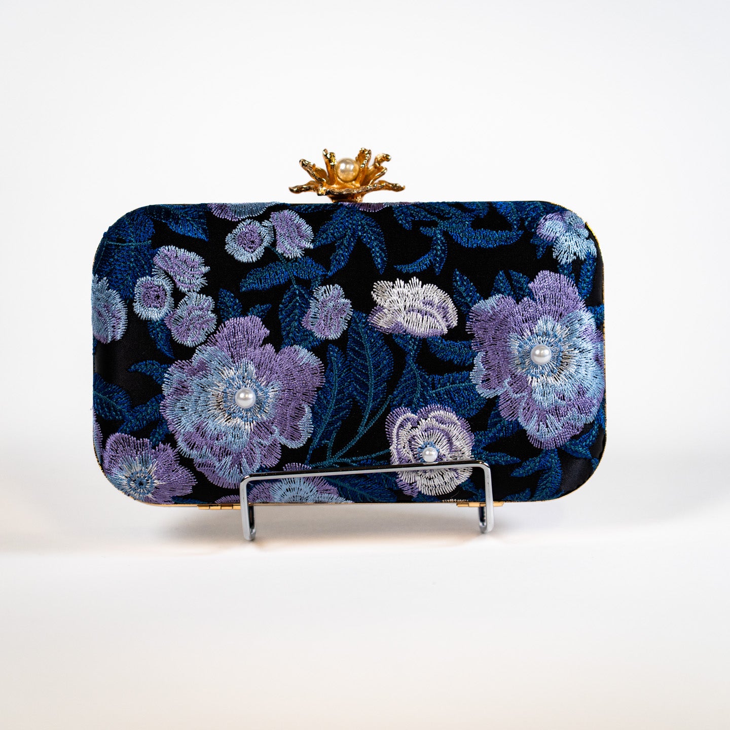 Garden Orchid Purse - Blue Floral