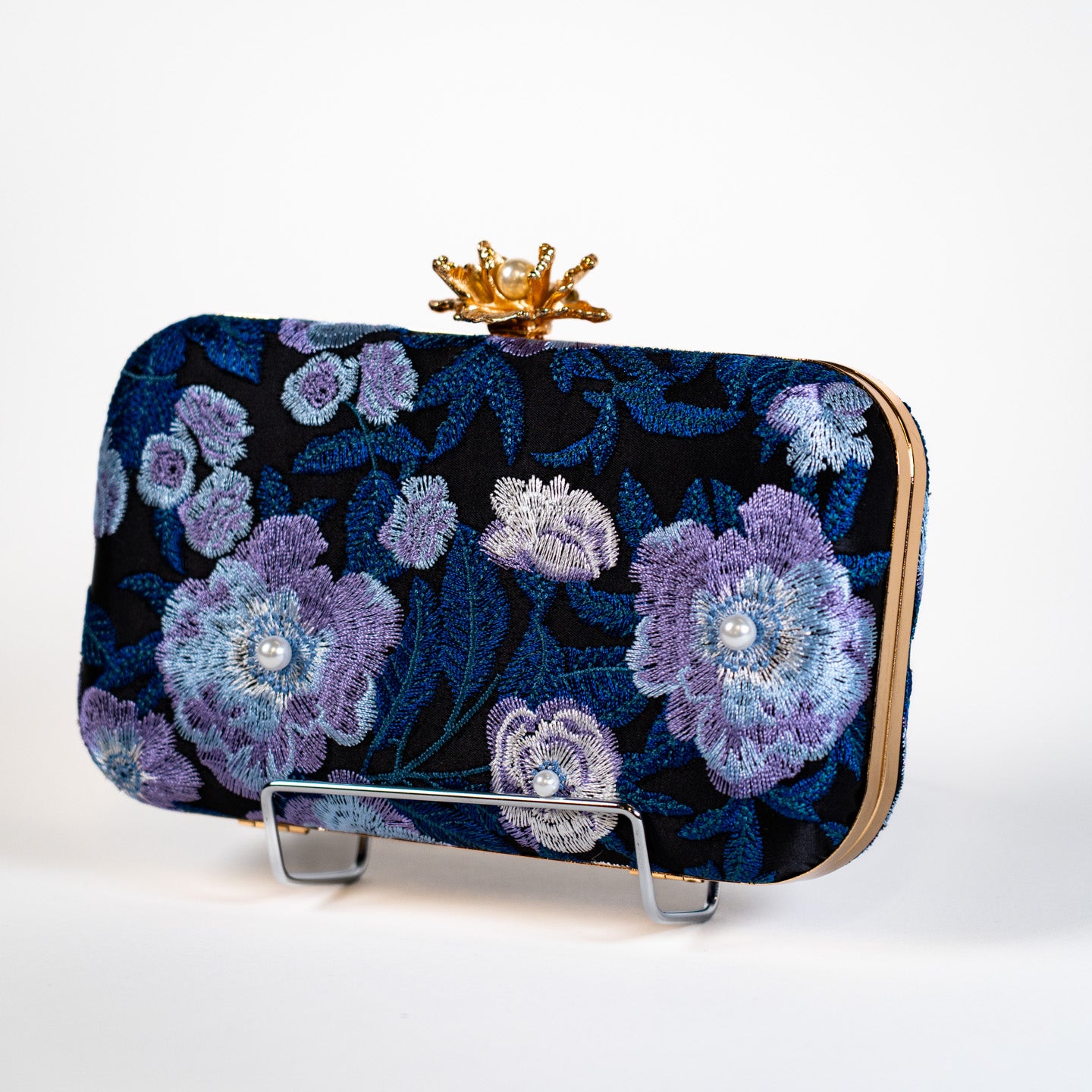 Garden Orchid Purse - Blue Floral