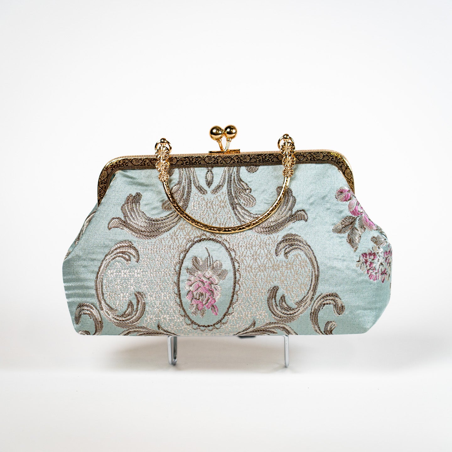 Lovely Daisy Kiss Lock Handbag - Light Blue