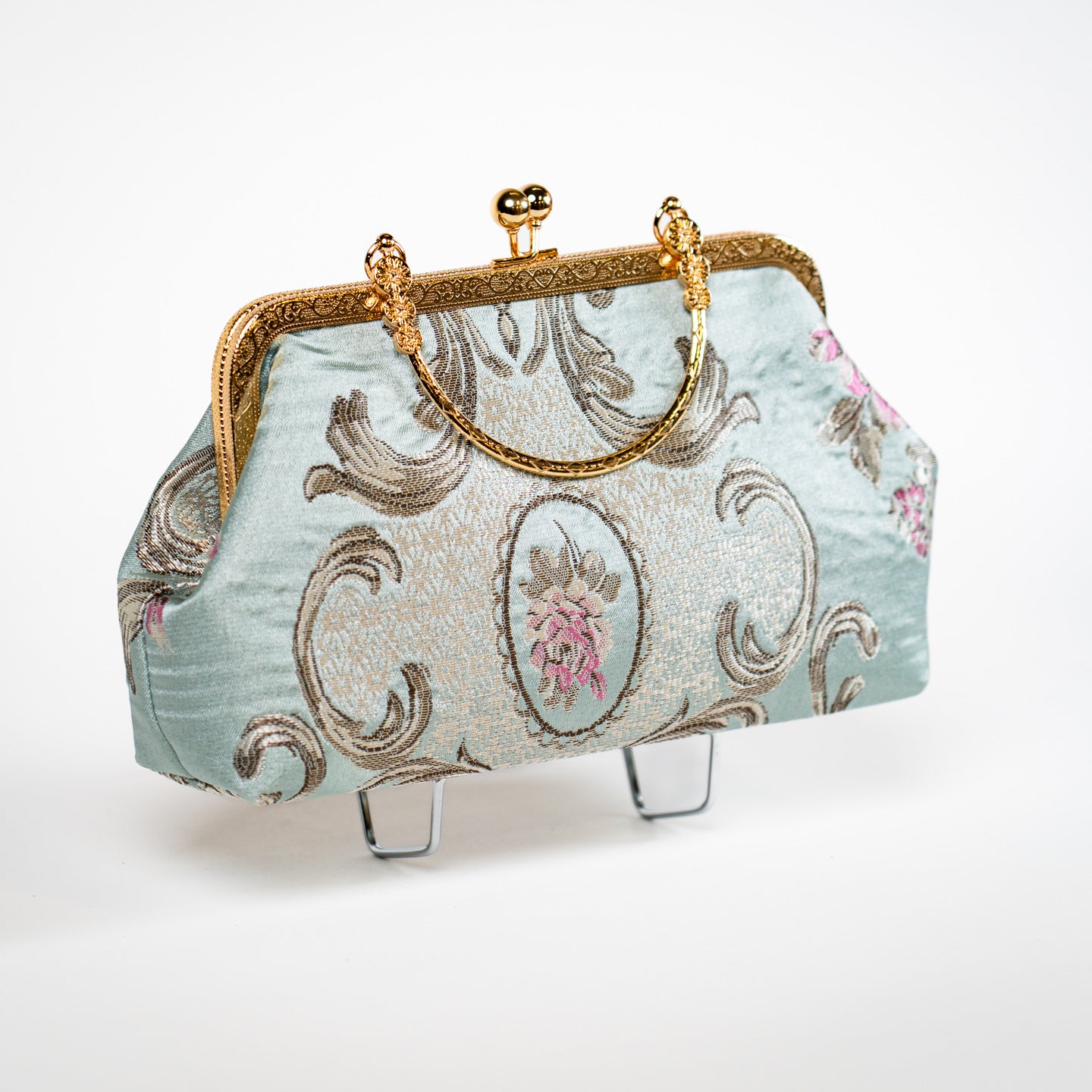 Lovely Daisy Kiss Lock Handbag - Light Blue