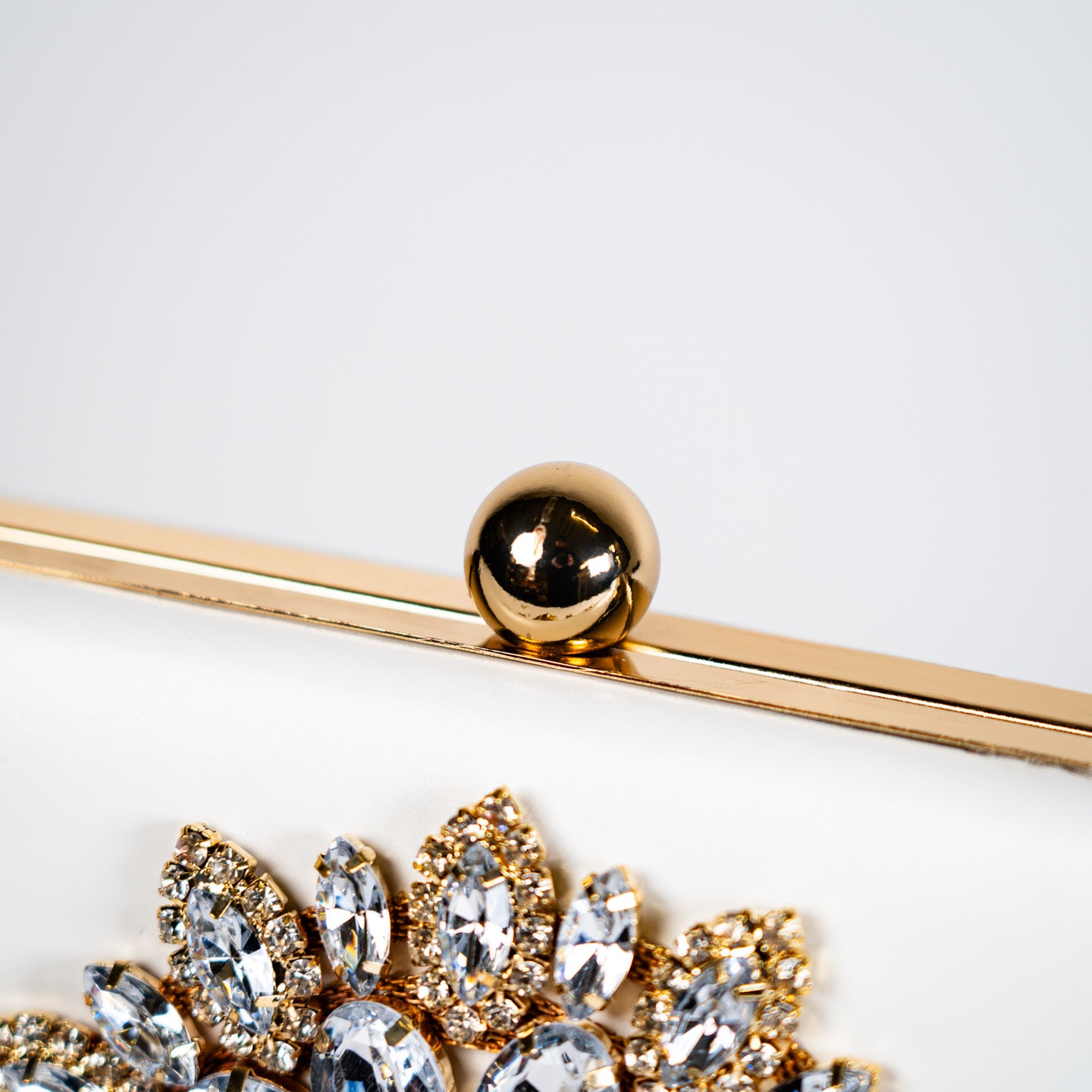 Embellished Pleather Clutch - White