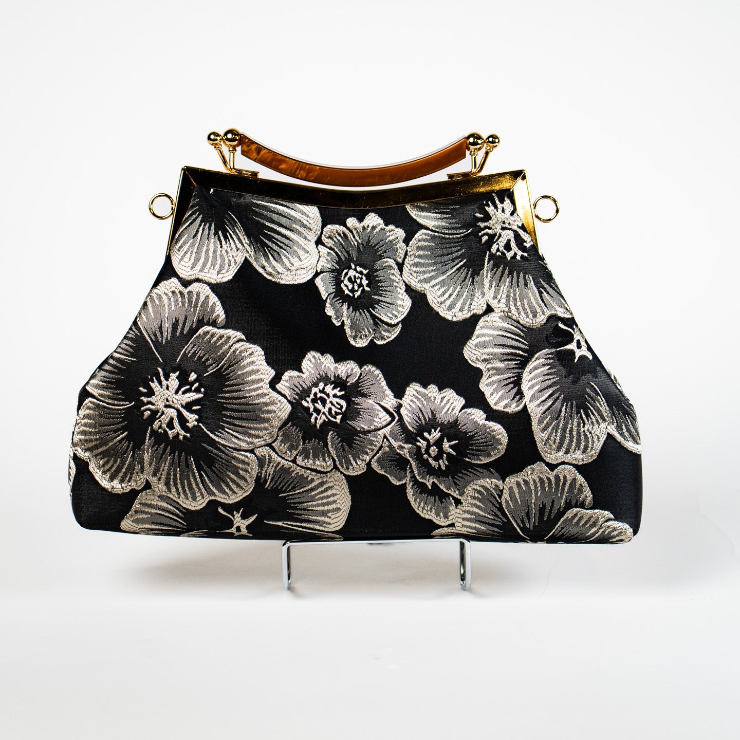 Satin Bloom Handbag - Black