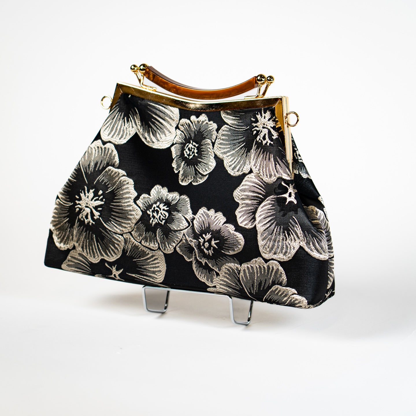 Satin Bloom Handbag - Black