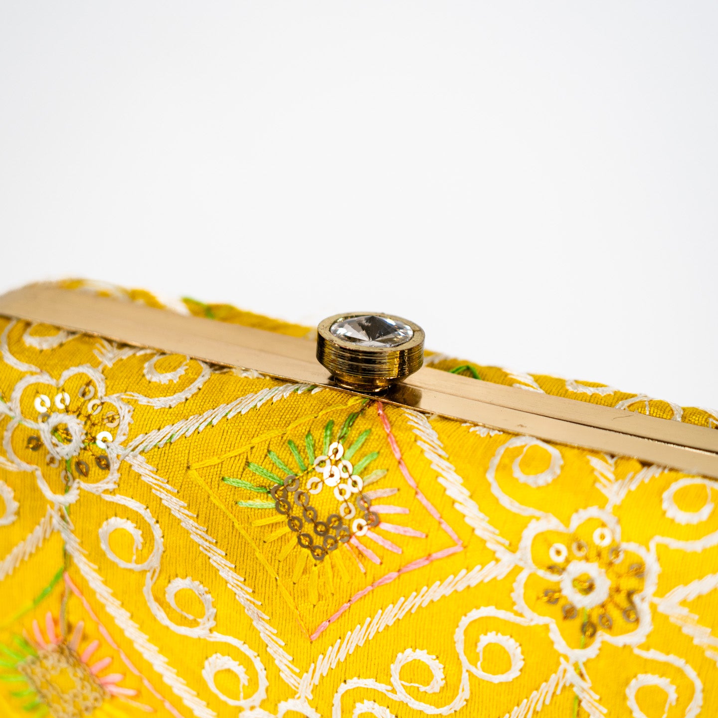 Vibrant Patterned Clutch - Yellow
