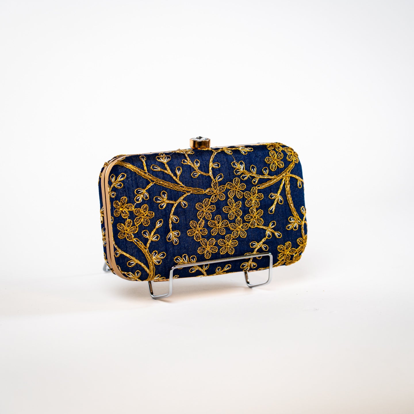 Tree Blossom Clutch - Navy