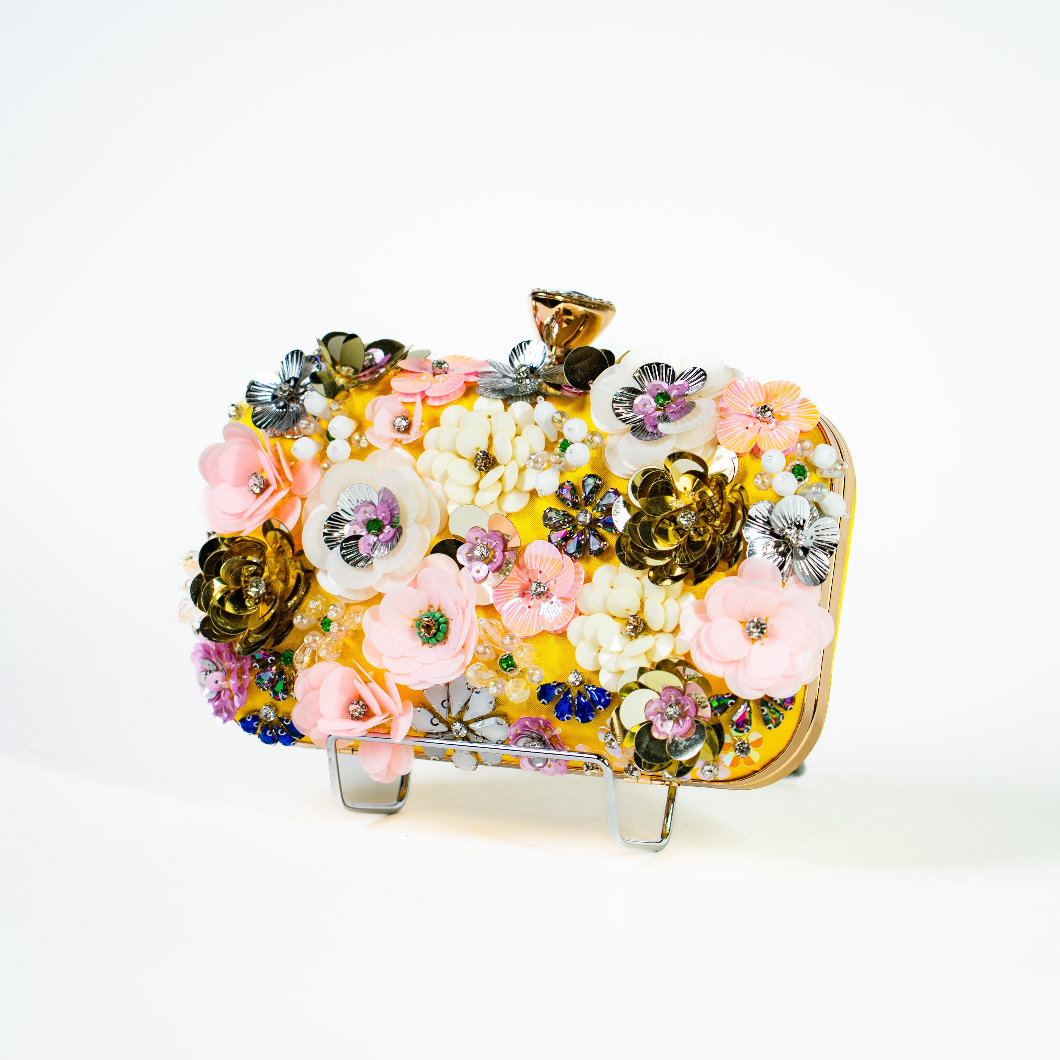 Maximalist Floral Clutch - Yellow