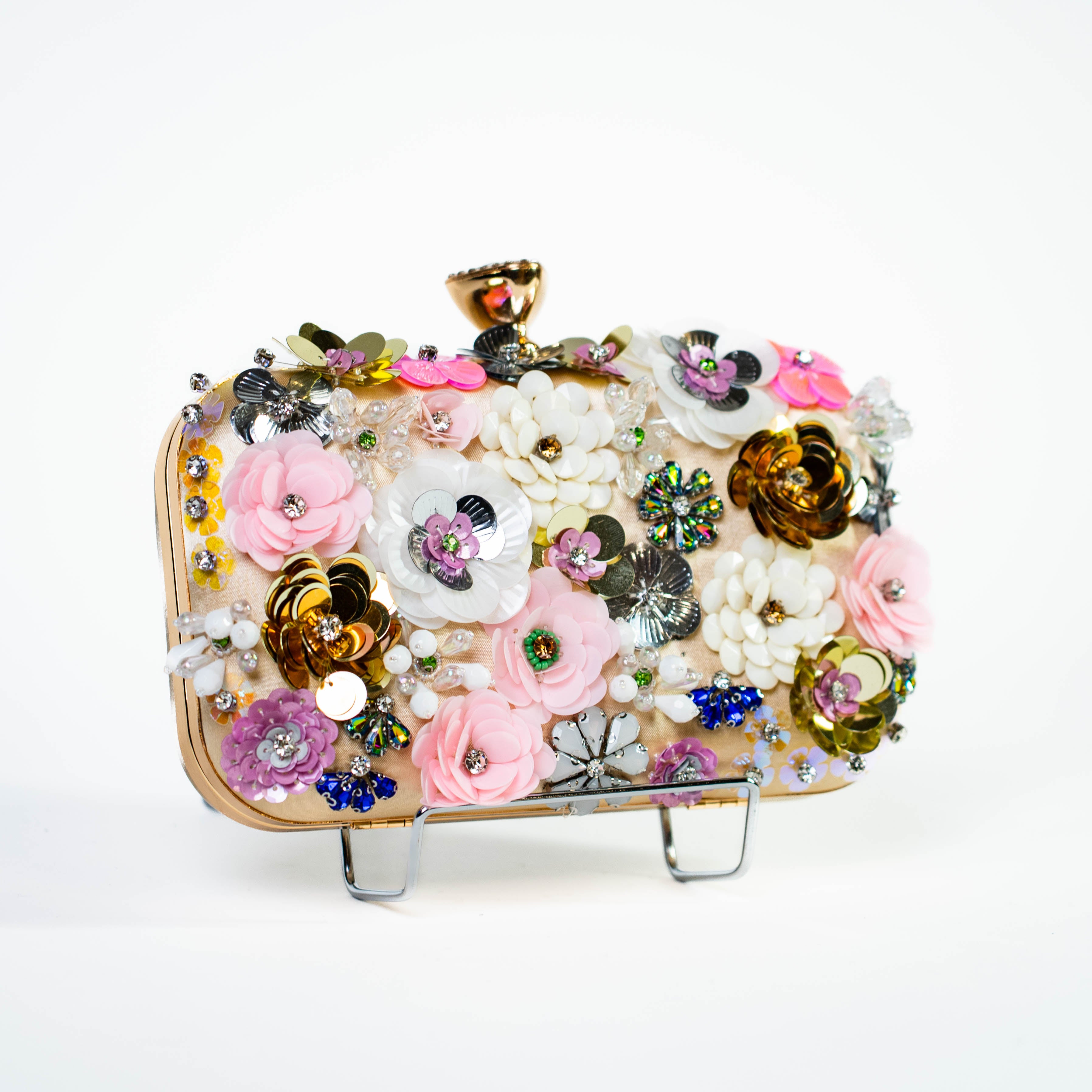 Maximalist Floral Clutch - Gold