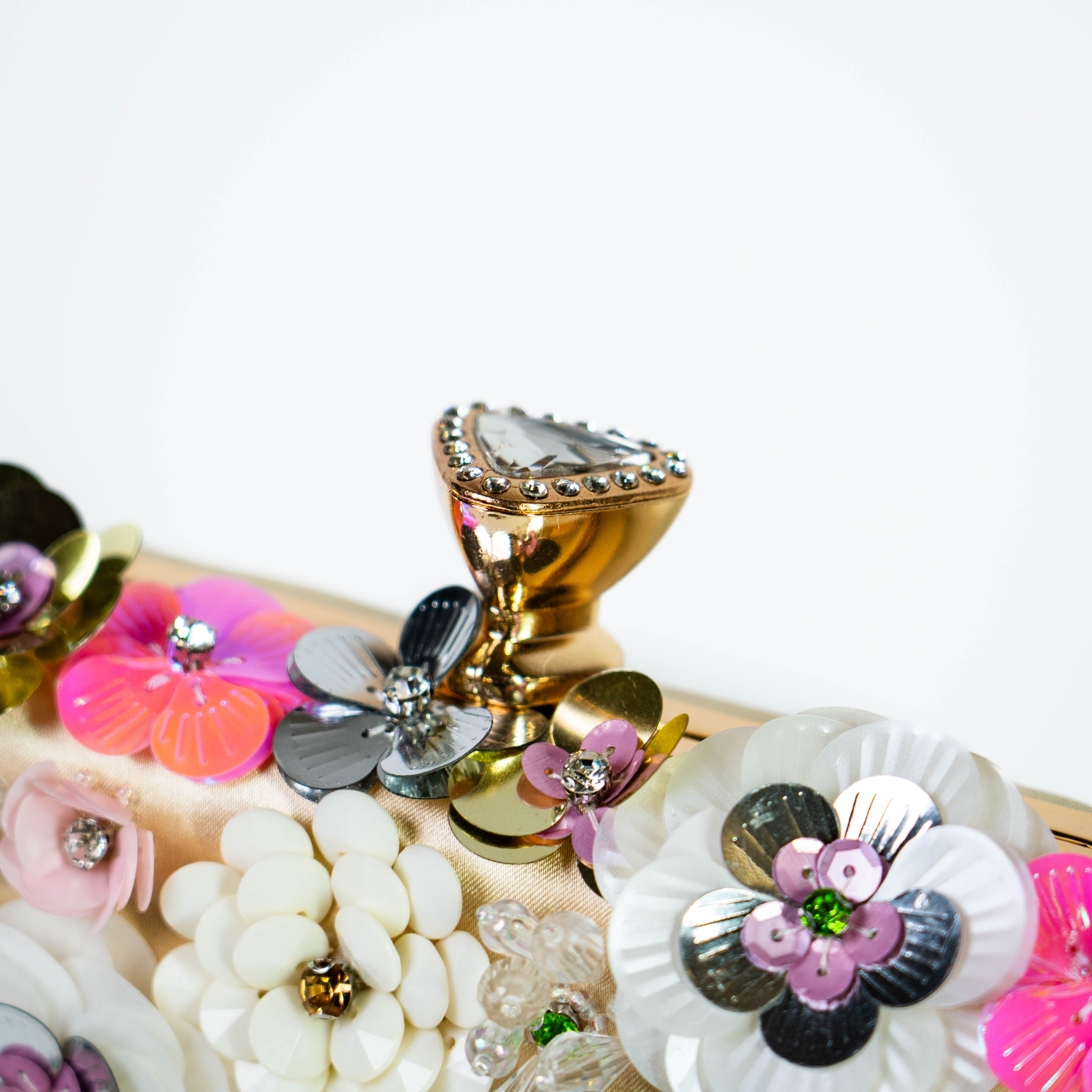 Maximalist Floral Clutch - Gold