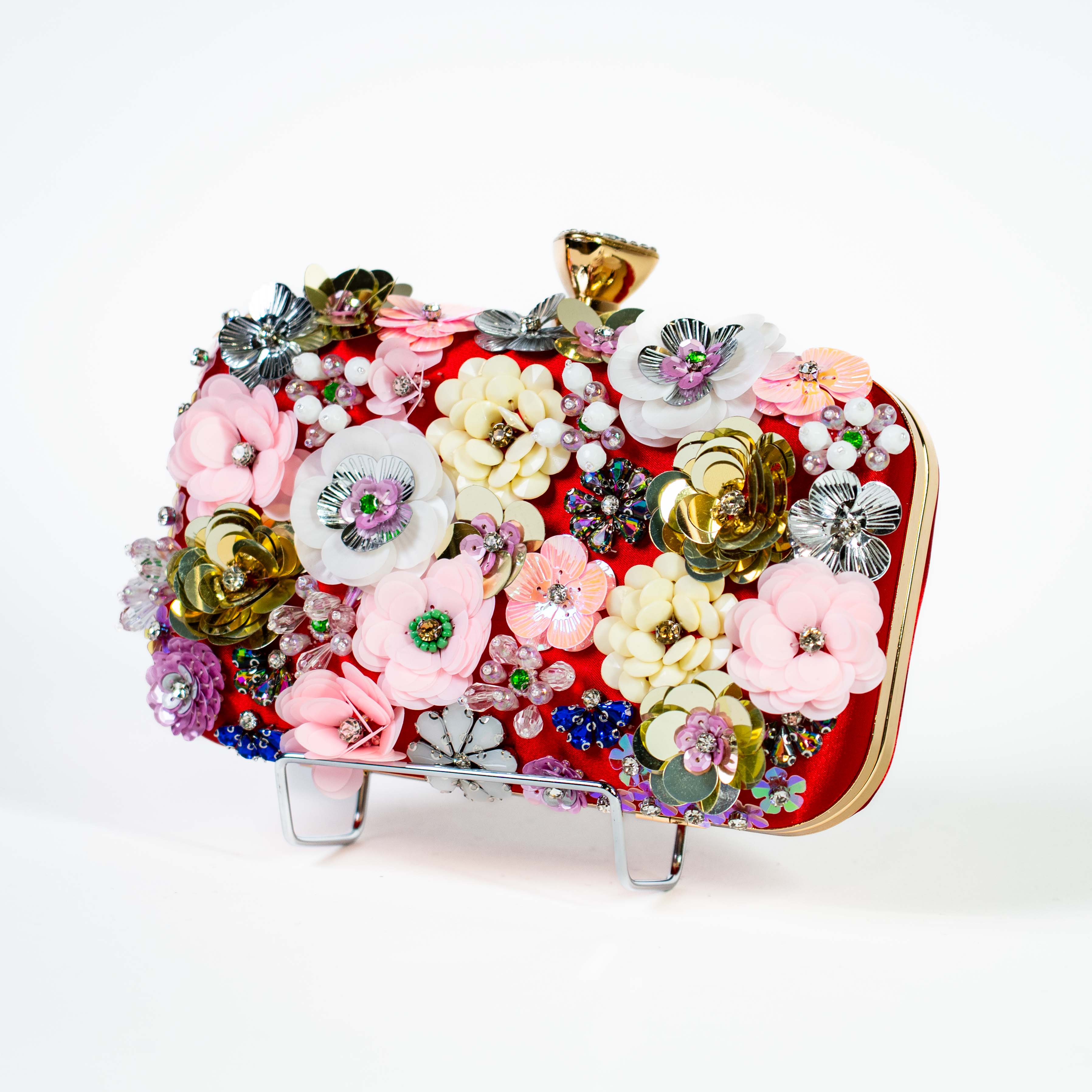 Maximalist Floral Clutch - Red