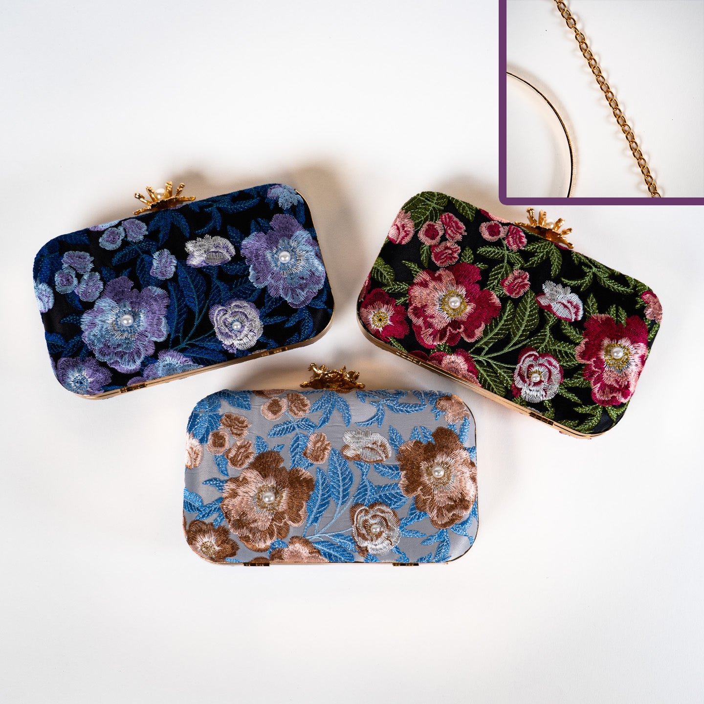 Garden Orchid Purse - Light Blue