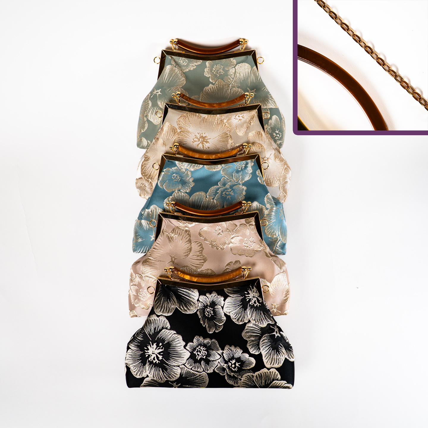 Satin Bloom Handbag - Black
